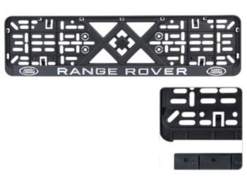 Рамка автомобільна під номер, range rover, хромований рельєфний логотип, колір чорний