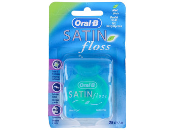 Нитка зубна Oral-B Satin Floss, стрічка, м'ятна, 25м