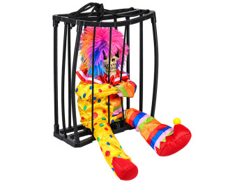 Фігура анімована для Хелловіна Clown, пластик, тканина, у клітці, 23,5×10,5×28 см