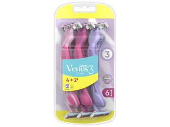 Бритва для гоління Gillette Venus 3 Colors, одноразовий, 3 леза, пластик, нержавіюча сталь, 6шт