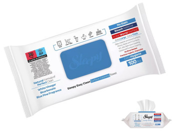 Серветки вологі для прибирання Sleepy Easy Clean, з білим оцтом, з клапаном, 24х22см,30х9х13см,100шт