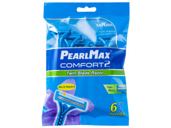 Бритви одноразові чоловічі PearlMax Comfort Two з алое та вітаміном Е, 6 шт, 2 леза