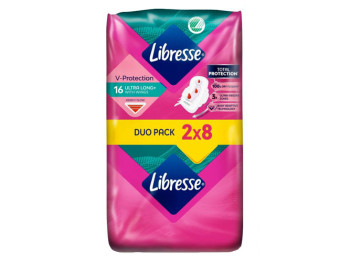 Прокладки гигиенические Libresse Ultra Long+ с крылышками, 5 капель, 16 шт (2×8)