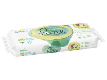 Вологі серветки дитячі Pampers Pure Protection Coconut біорозкладні 42шт з клапаном