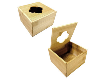 Серветниця квадратна, з кришкою, бамбук, 12,5х12,5х8см