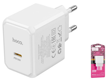 Мережевий Зарядний Пристрій Hoco CS13A 1USB-C PD/QC 20W Колір Бiлий