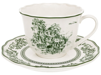 Порцелянова чашка із блюдцем Heritage Toile Collection Green, 220 мл 15×1,5 см