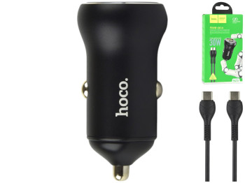 Автомобільний зарядний пристрій Hoco NZ5 Smooth road PD 30W+QC3.0 Type-C to Type-C Колір Чорний