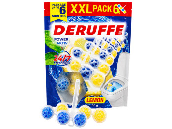 Набор туалетных блоков Deruffe Power Aktiv Lemon с ароматом лимона, 6 шт, (цена за набор)
