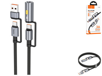 Кабель USB Hoco U138 USB/USB-C to USB-C/Cigarette Lighter 1,2м Колір Чорний