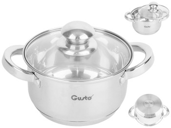 Каструля з кришкою GUSTO Nuovo капсульне дно, нержавіюча сталь 1,9л D16см GT-1500-16