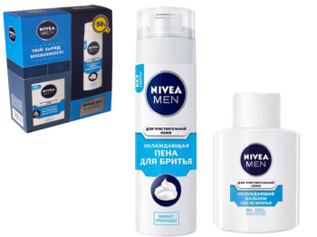 Набір подарунковий Nivea "охолоджуючий" 2019 (піна для гоління 200мл, бальзам після гоління 100мл)