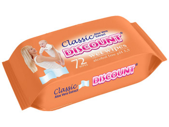Влажные салфетки детские "Discount" "С экстрактом Алоэ Вера" 72 шт