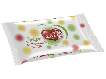 Вологі серветки дитячі Lili Deluxe "З екстрактом алое вера" антибактеріальні 15шт