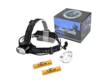 Ліхтар налобний Police BL-2128-2T6, 2x18650, сигналізація, microUSB, коробка