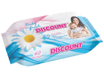 Влажные салфетки детские "Discount" "C экстрактом ромашки" 60 шт
