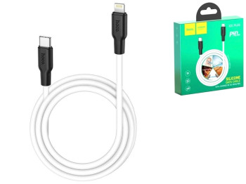 Кабель USB Hoco X21 Plus Silicone PD 20W Type-C to Lightning Колір Чорно-Білий