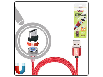 Кабель магнітний PULSO USB - Micro USB 2,4А, 1m, red (тільки зарядка)