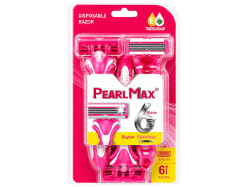 Бритви одноразові PearlMax із 6 лезами та зволожуючою смужкою, 6 шт