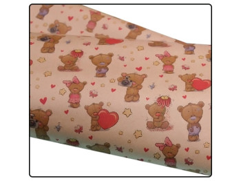 Бумага упаковочная крафт Мишка на буром, 70x100см, 10л/уп