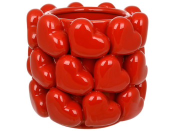 Ваза для квітів порцелянова Heart червона, D21×20см