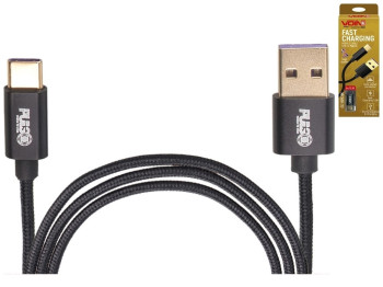 Кабель VOIN USB - Type C 5А, 1м, black (супер швидка зарядка/передача даних), CC-1101C BK