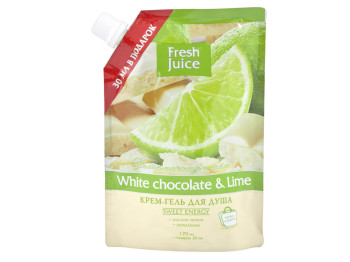 Крем-гель для душа Fresh Juice дой-пак "White chocolate & Lime" белый шоколад и лайм 200мл