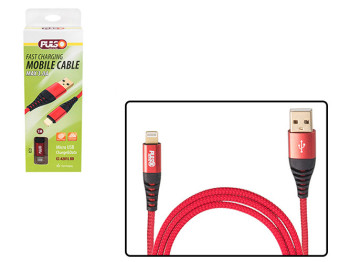 Кабель Pulso CC-4201L RD, USB - Lightning 3А, 1м, red (швидка зарядка/передача даних)