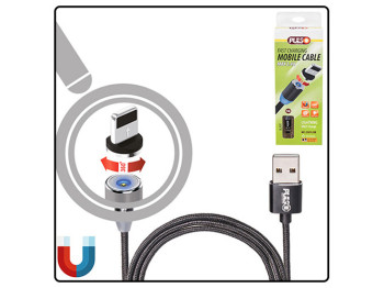 Кабель магнітний PULSO USB - Lightning 2,4А, 2m, black (тільки зарядка)
