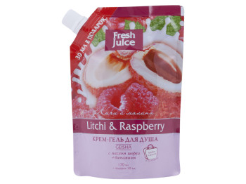 Крем-гель для душа Fresh Juice дой-пак "Litchi & Raspberry" личи и малина 200мл