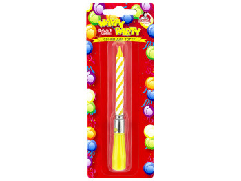 Свечка музыкальная с подставкой Помічниця Happy Party 12 см