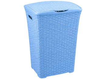 Кошик для білизни Rotang, з кришкою, пластик, 50л, 56×42,5×33,5см, колір блакитний