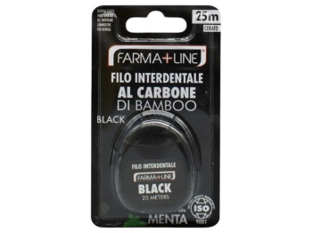 Зубная нить Farma Line с бамбуковым углем и мятным вкусом, нейлон, 25м