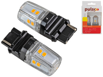 Лампа Pulso габаритні LED 3156/W2.5x16q/12SMD-2835, 1контакт, 9-36v, 400lm, AMBER (ціна за 2шт) (LP-