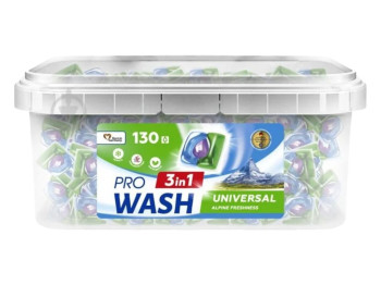 Капсулы для стирки ProWash 3 в 1 Альпийская свежесть, 130 штук