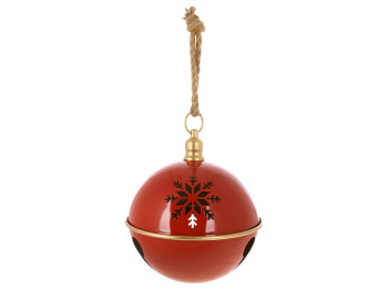 Шар на подвесе Christmas bell, металл, 20×24см, 41см, цвет красный