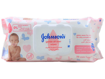 Вологі серветки дитячі Johnson`s Baby "Ніжна турбота" без сліз 72шт з клапаном