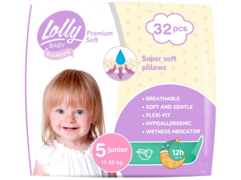 Підгузки дитячі Lolly Premium Soft (11-25кг) 32шт