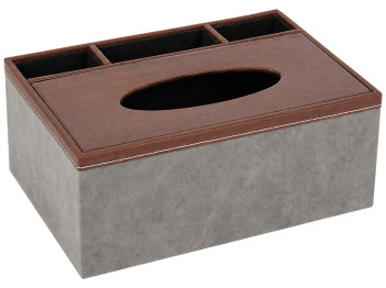 Диспенсер для серветок Grey, дерево, PU, з відділеннями, 23,5×17×9,5 см