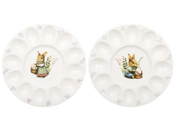 Блюдо фарфоровое для 12 яиц Floral Green, D27см (2 дизайна, цена за 1шт)