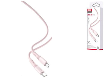 Кабель USB XO NB-Q226A 27W Silicone two-color TYPE-C to Lightning, Рожевий