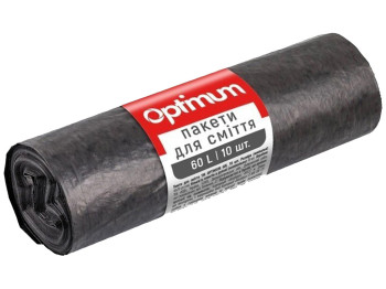 Пакеты для мусора Pro service Optimum, 60л, 10шт, 60х70см, черный HD