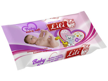 Вологі серветки дитячі "Lili" "З екстрактом ромашки" антібактеріальні 40шт