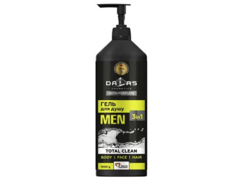 Шампунь-гель для душа мужской 3в1 Dalas Total clean 1л