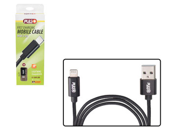 Кабель Pulso CC-1801L BK, USB - Lightning 3А, 1м, black (швидка зарядка/передача даних)