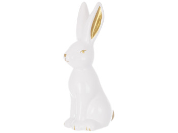 Декоративная фарфоровая фигурка Кролик с золотыми ушками, 6,1x4,5x13см, цвет – белый