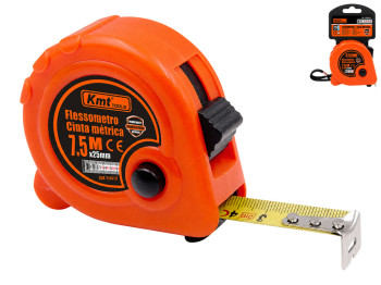 Рулетка Kmt Tools, пластик, нержавіюча сталь, 7,5м×25мм, колір оранжевий