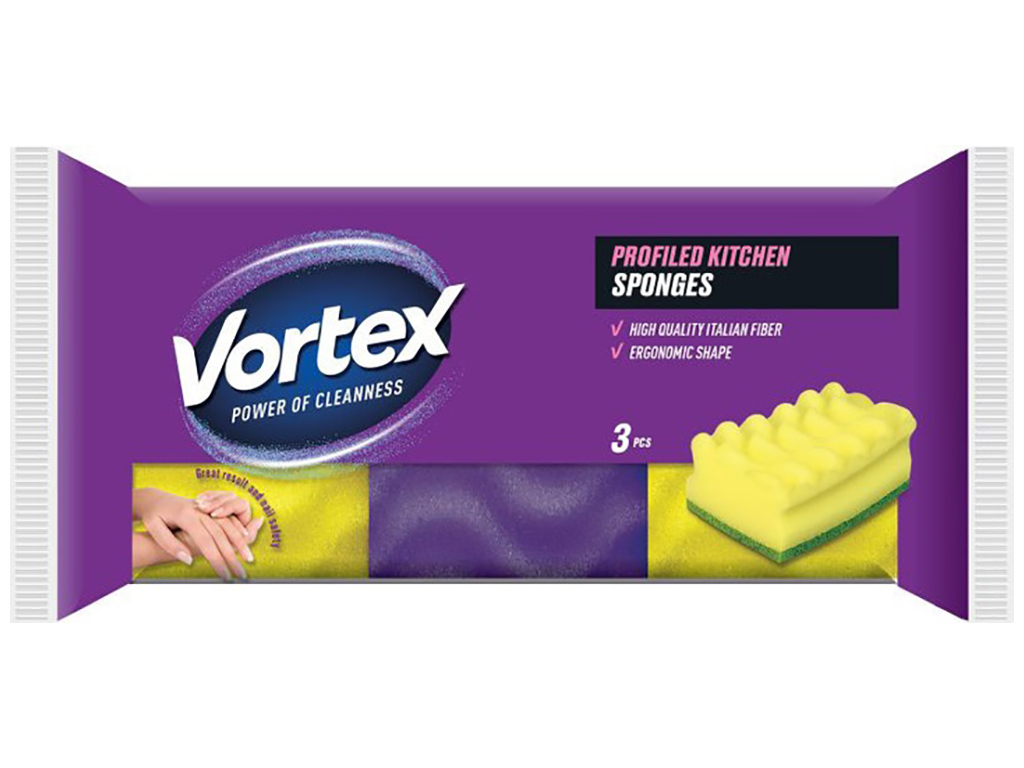 Губки кухонні Vortex, профільовані, 3шт