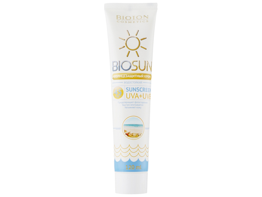 Солнцезащитный крем Bioton Cosmetics SPF 45, 120мл