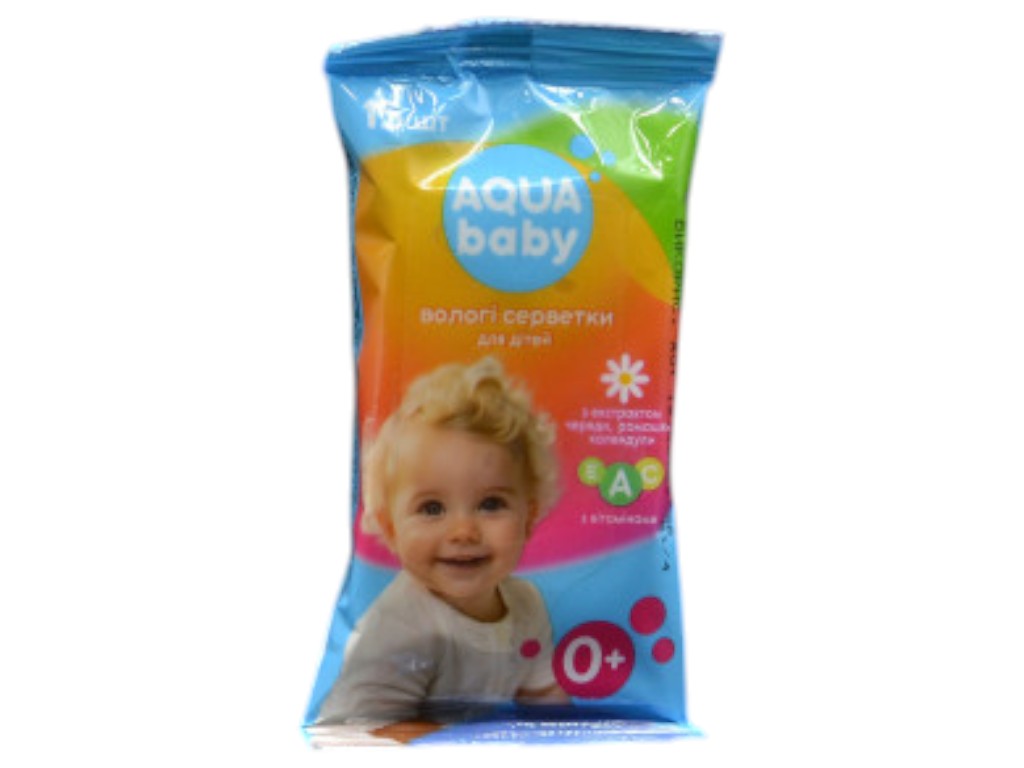 Салфетки влажные детские Aqua Baby, с экстрактом ромашки, 15шт